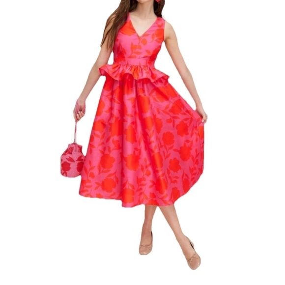 Kate Spade Target Women's Peplum Ruffle Midi Dress Sleeveless Size 6 - Picture 2 of 9